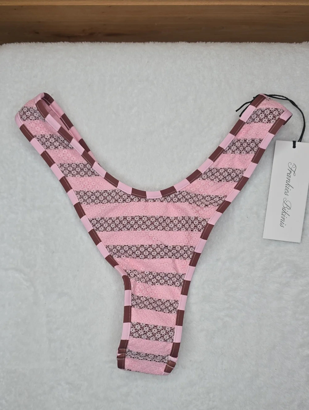 Frankies Bikinis Full Moon Striped Bikini Bottom Sz Med NWT